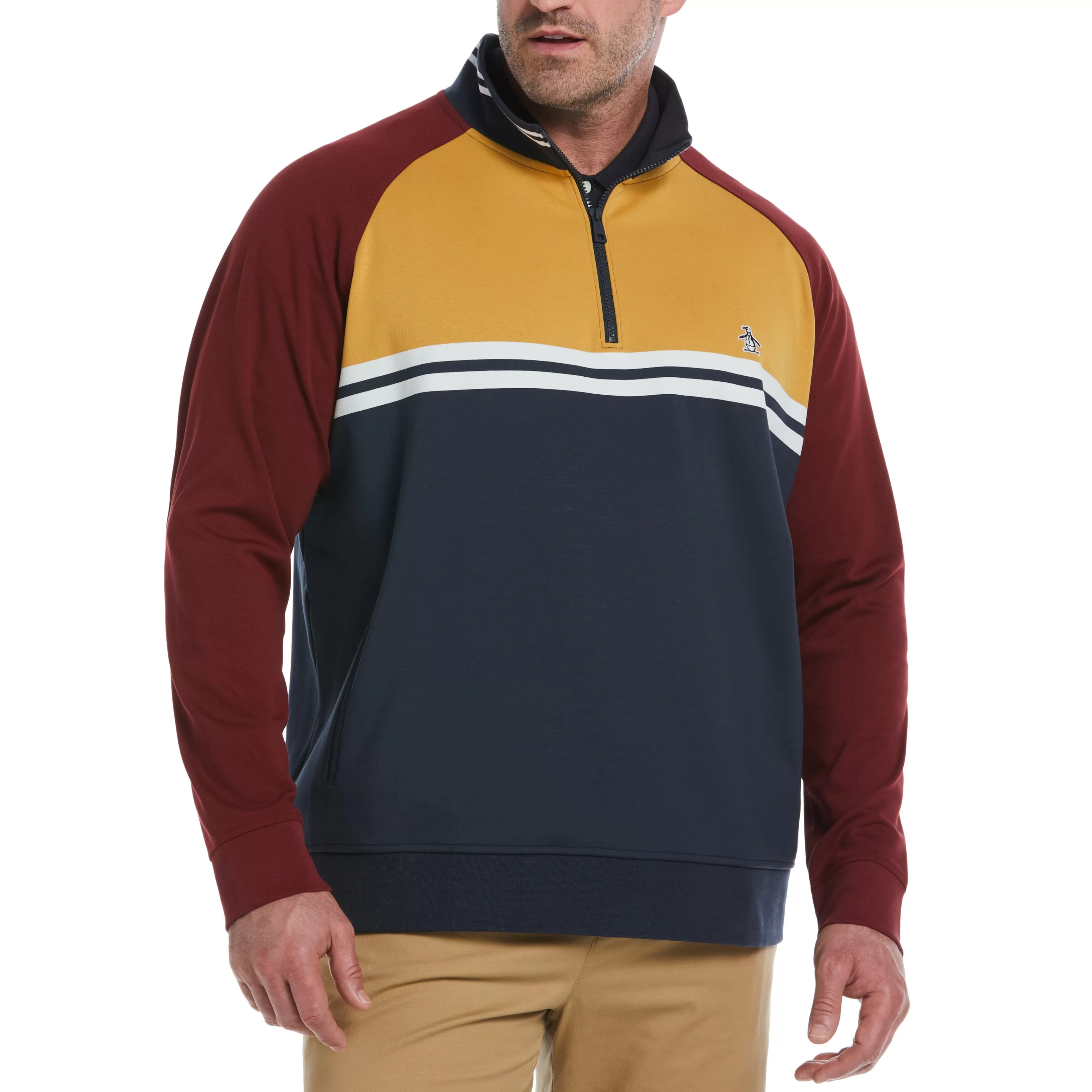 Fashion Big & Tall 1/4 Zip Color Block Jacket Men Jackets & Vests