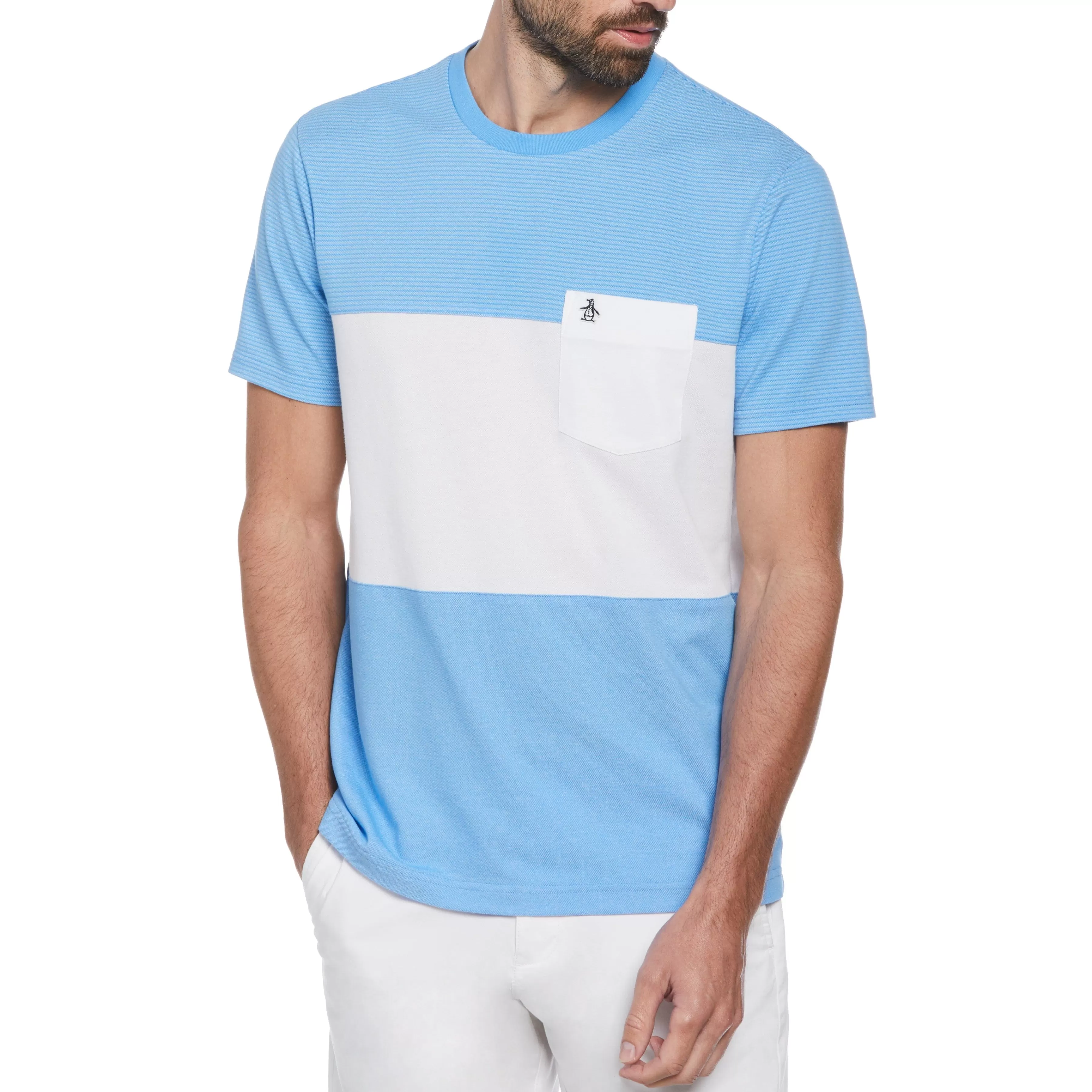 Store Birdseye Pique Color Block Pocket Tee Men Tees