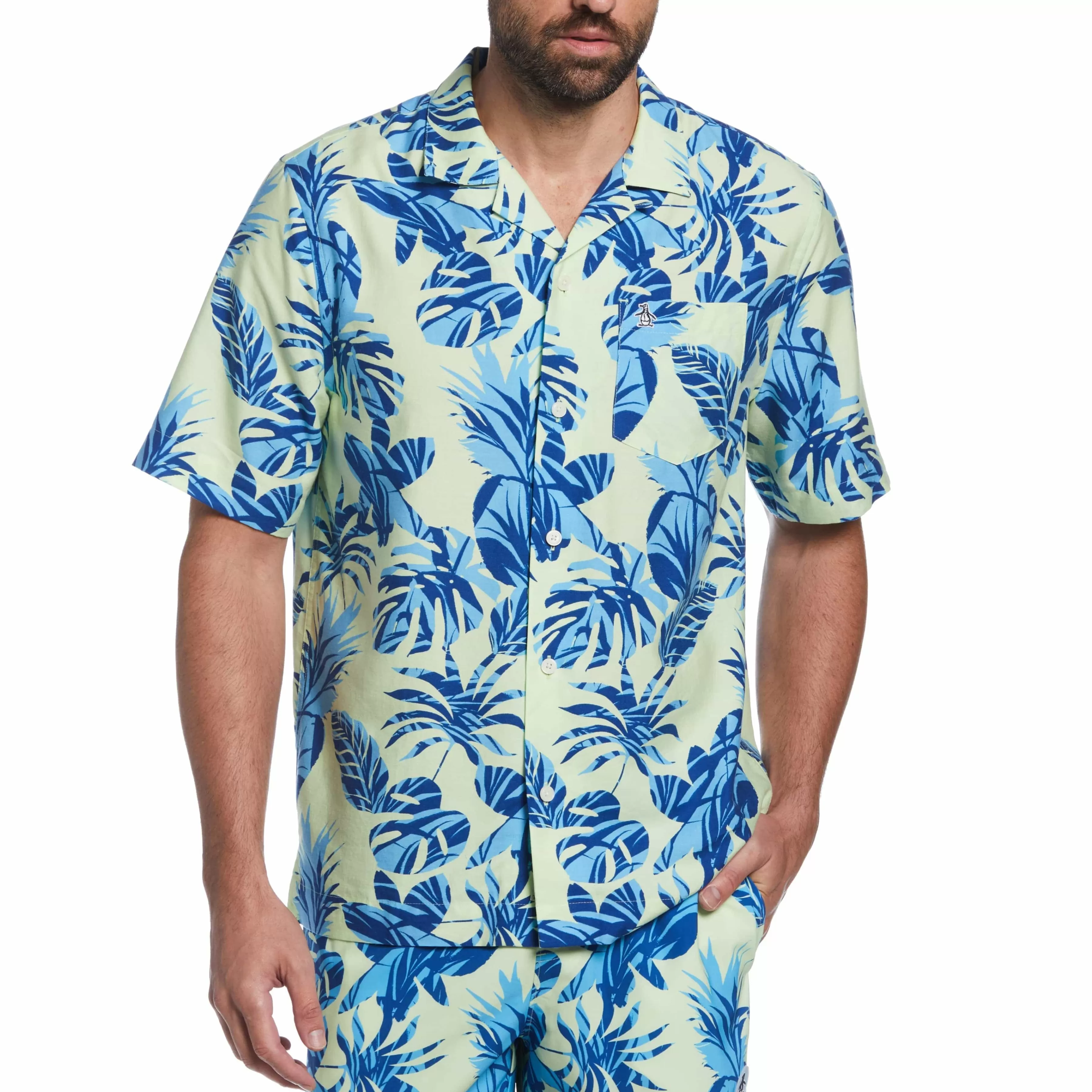 Hot Camp Collar Cabana Printed Shirt Men Shirts