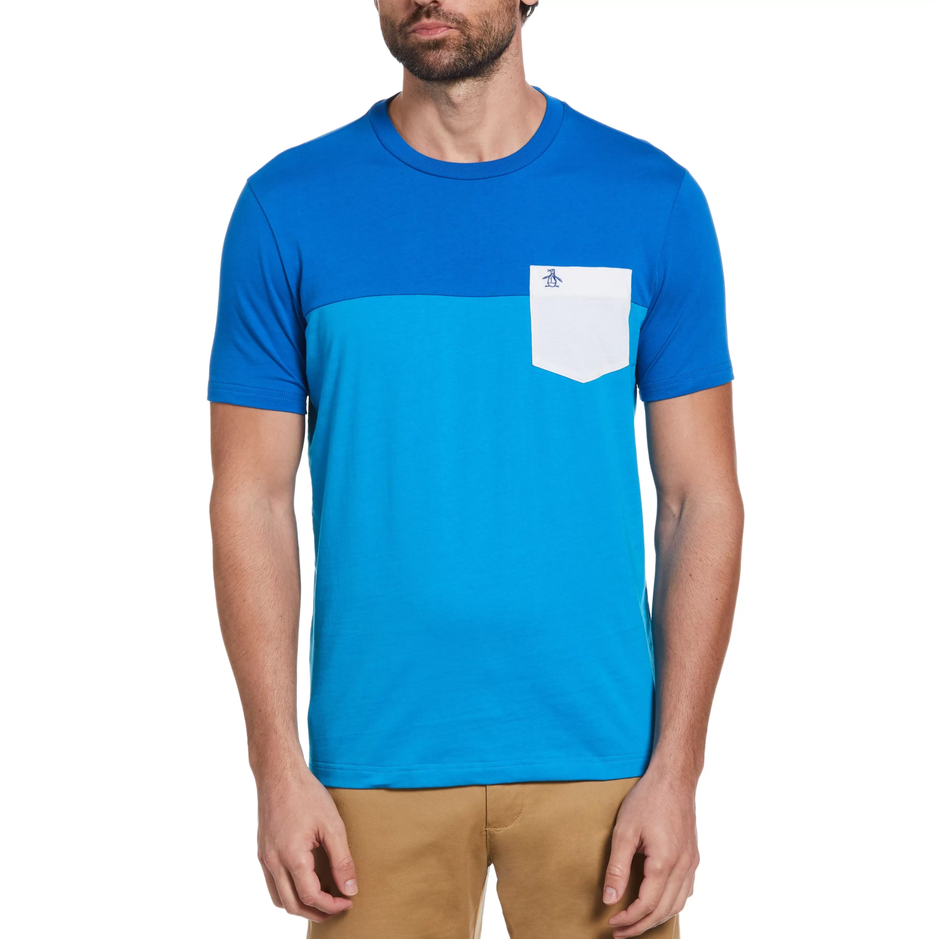 Flash Sale Color Block Contrast Pocket Tee Men Tees
