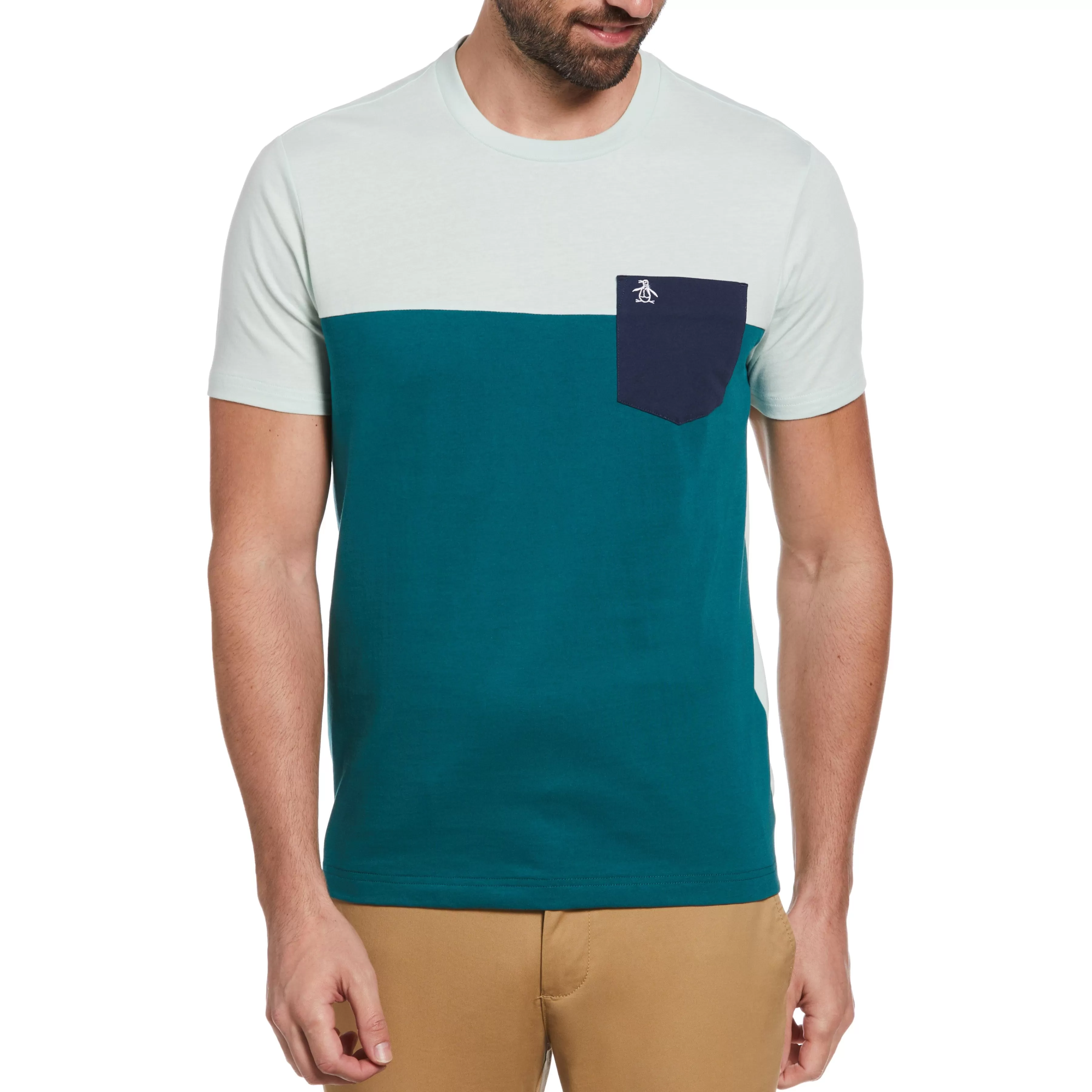 Flash Sale Color Block Contrast Pocket Tee Men Tees