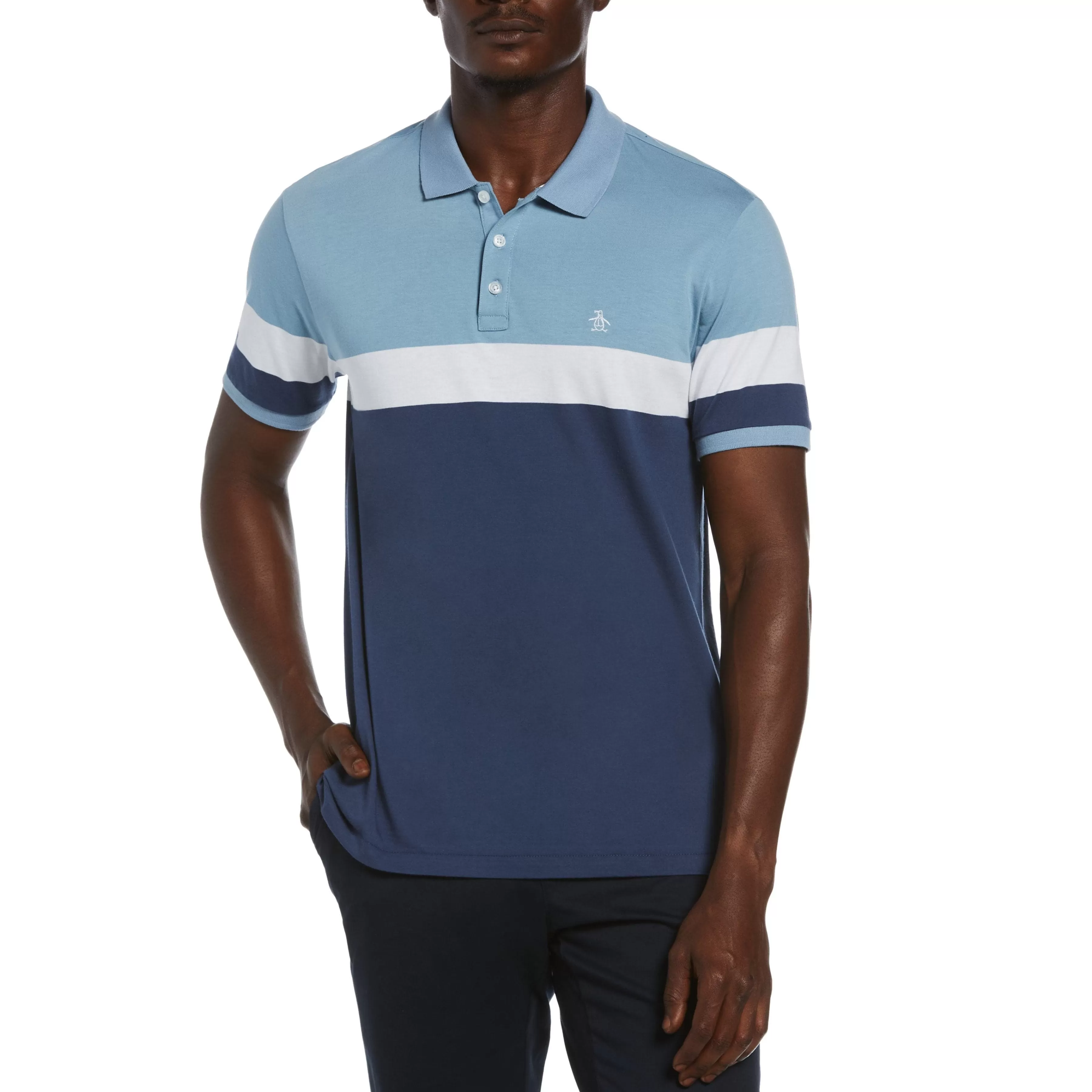 Hot Color Block Engineered Stripe Polo Men Polos