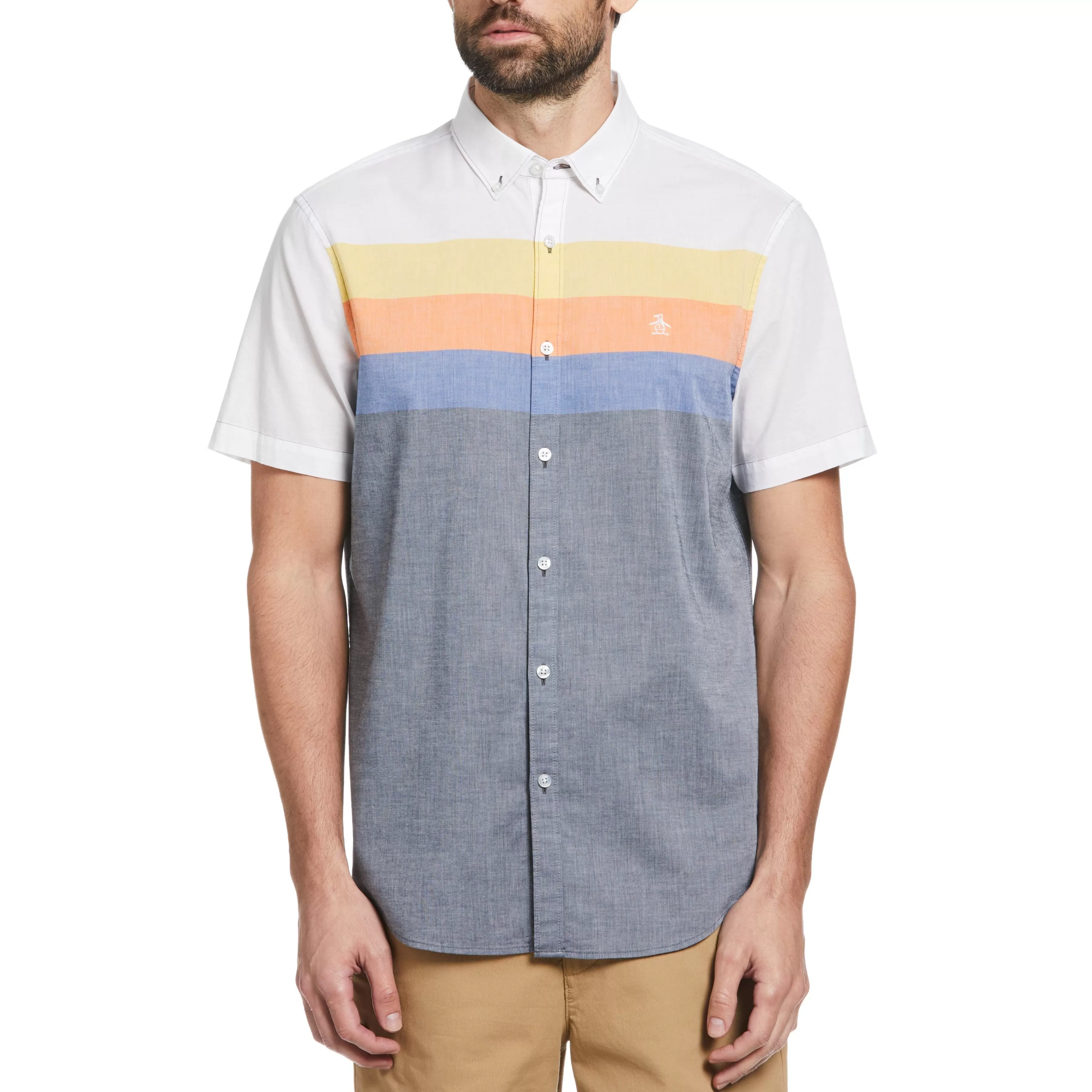 Flash Sale Color Block Stripe Shirt Men Shirts