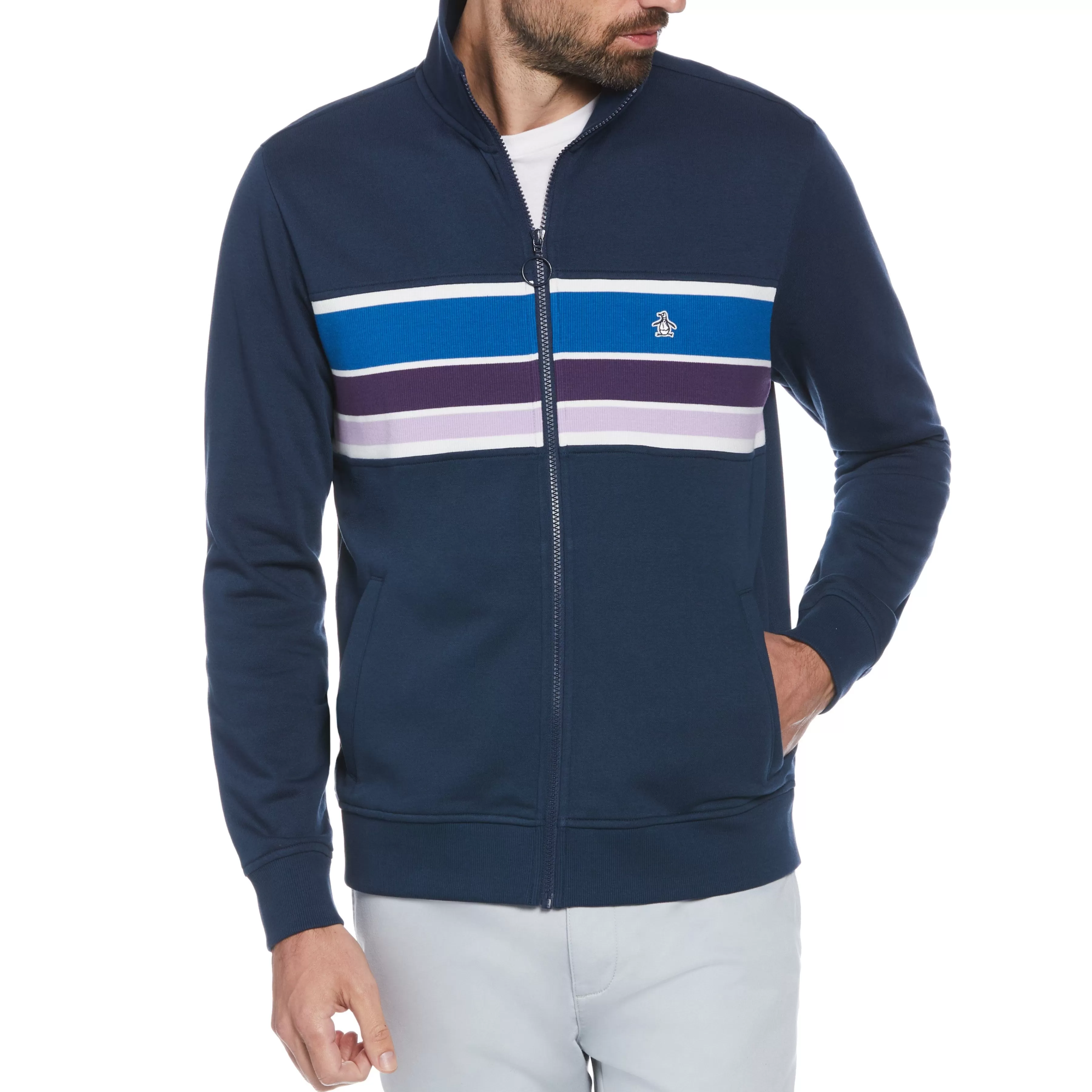 Flash Sale Color Block Stripe Track Jacket Men Jackets & Vests