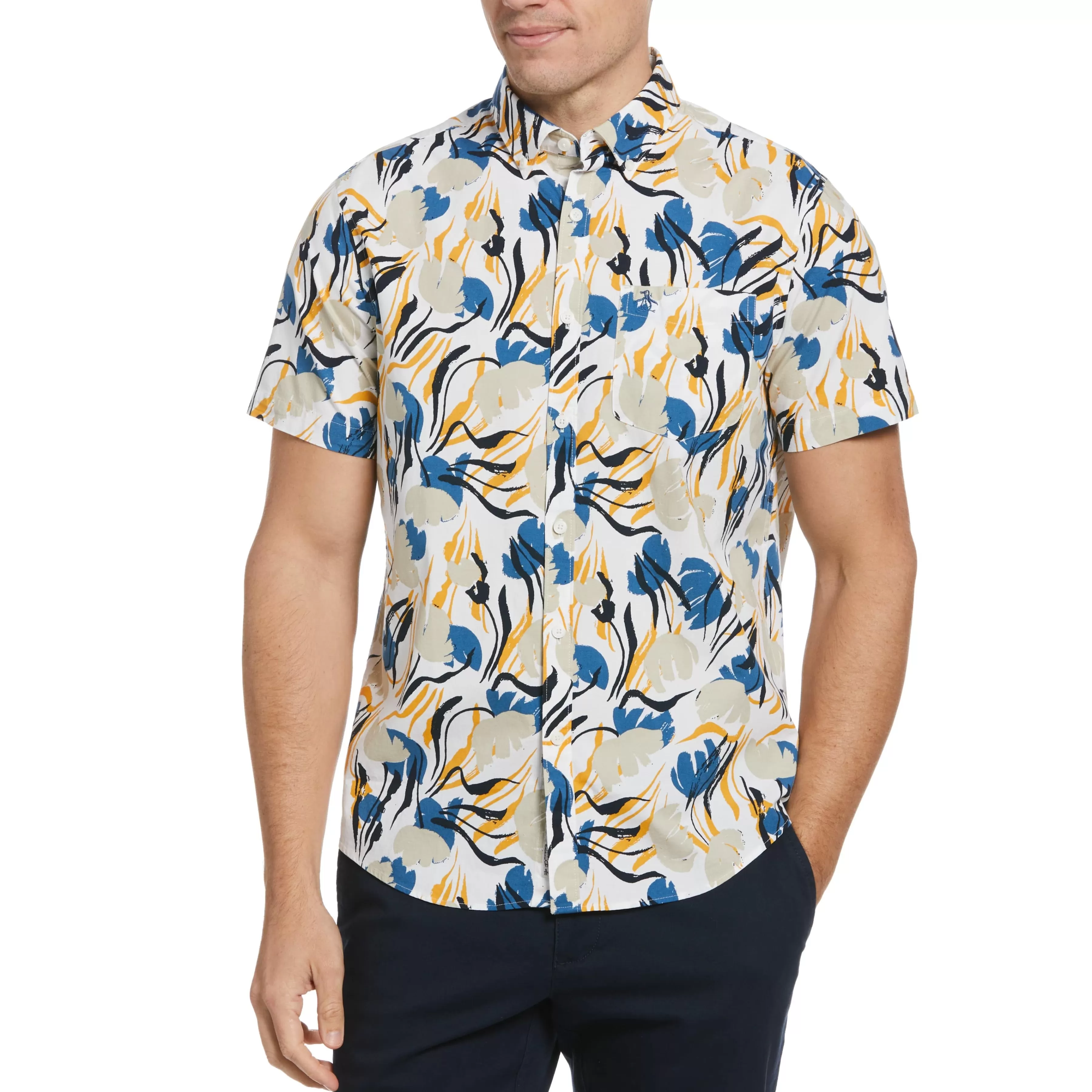 Hot Ecovero™ Blend Painted Floral Print Shirt Men Shirts