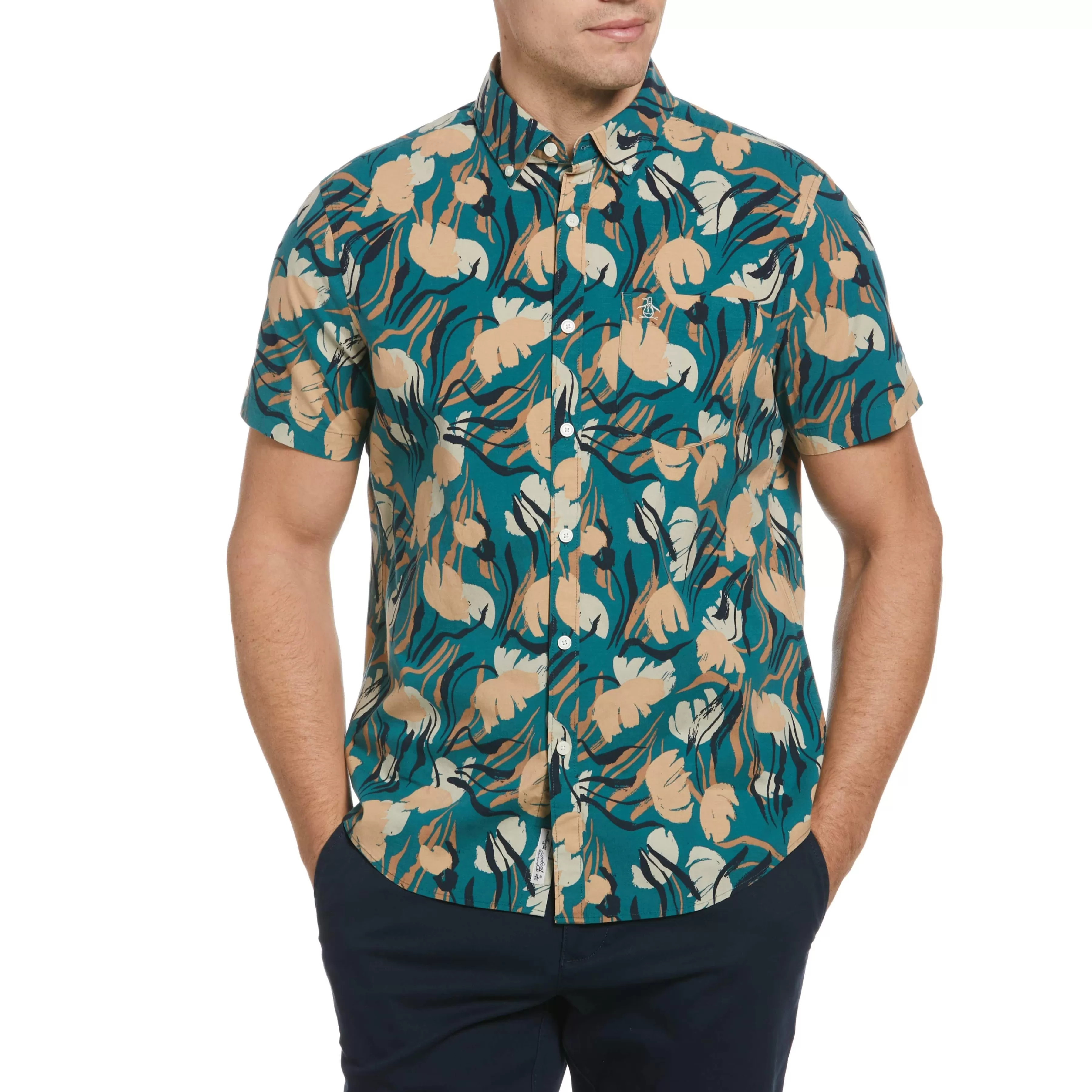 Hot Ecovero™ Blend Painted Floral Print Shirt Men Shirts