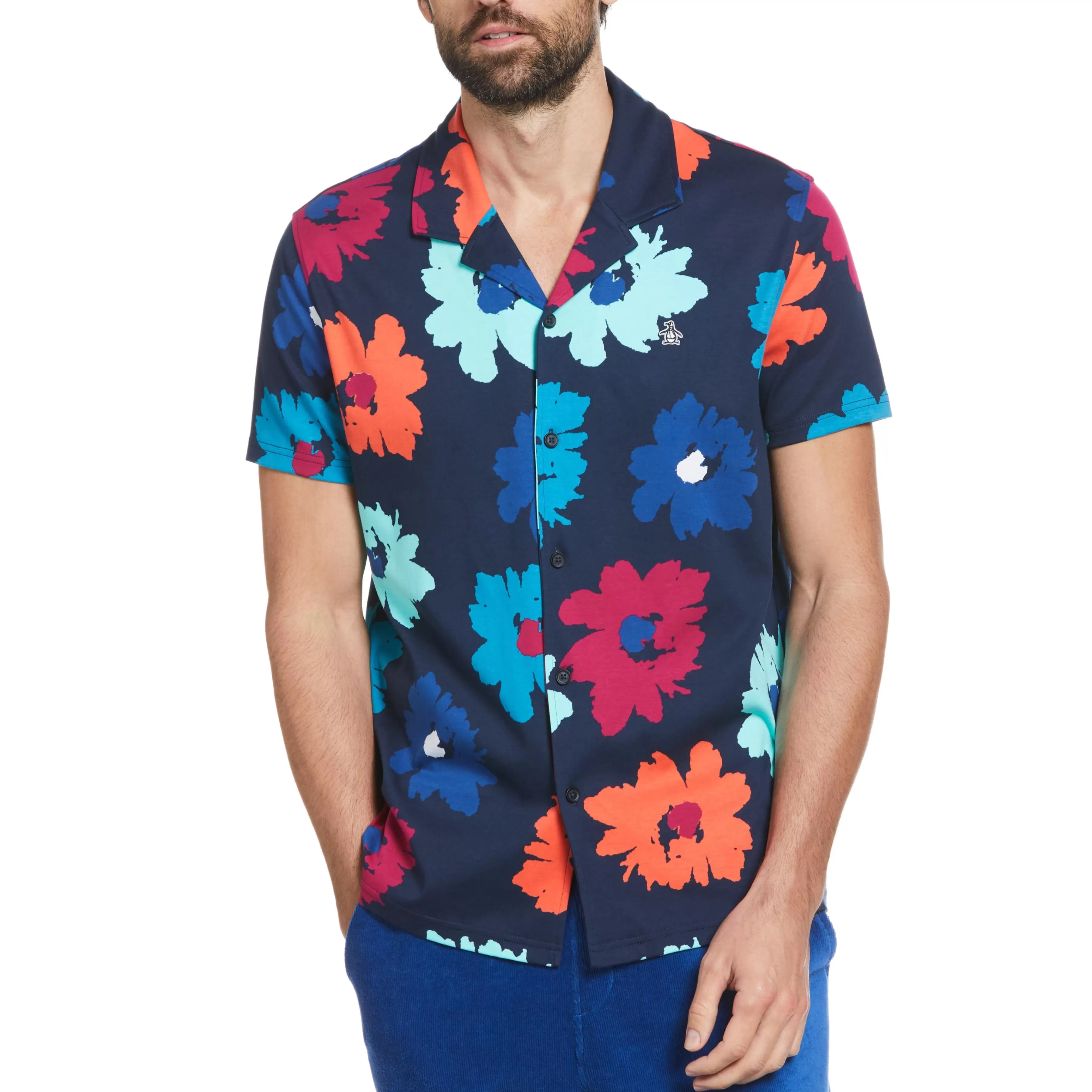 Online Floral Print Camp Collar Shirt Men Shirts