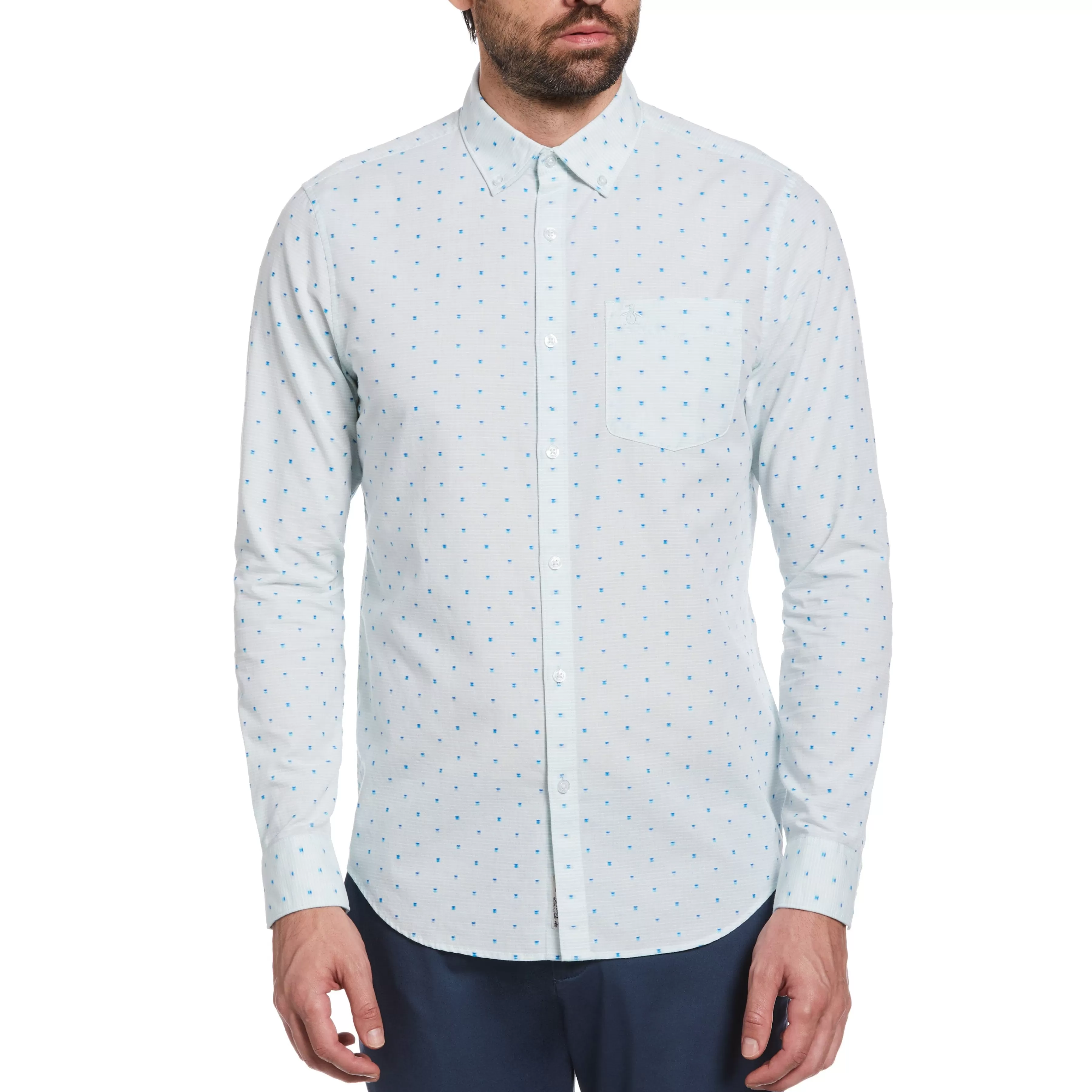 Outlet Geometric Print Dobby Shirt Men Shirts