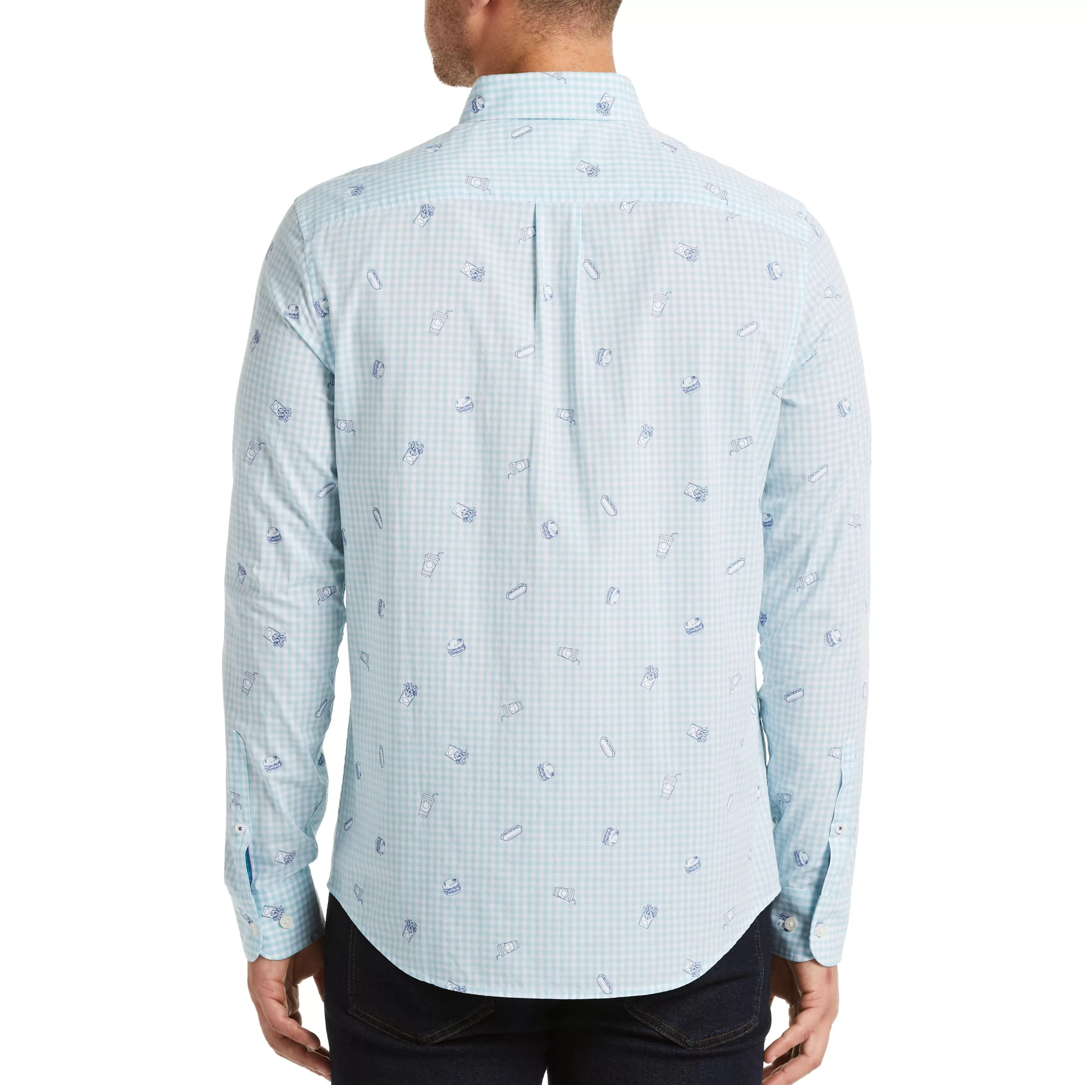 Flash Sale Gingham Food Print Shirt Men Shirts