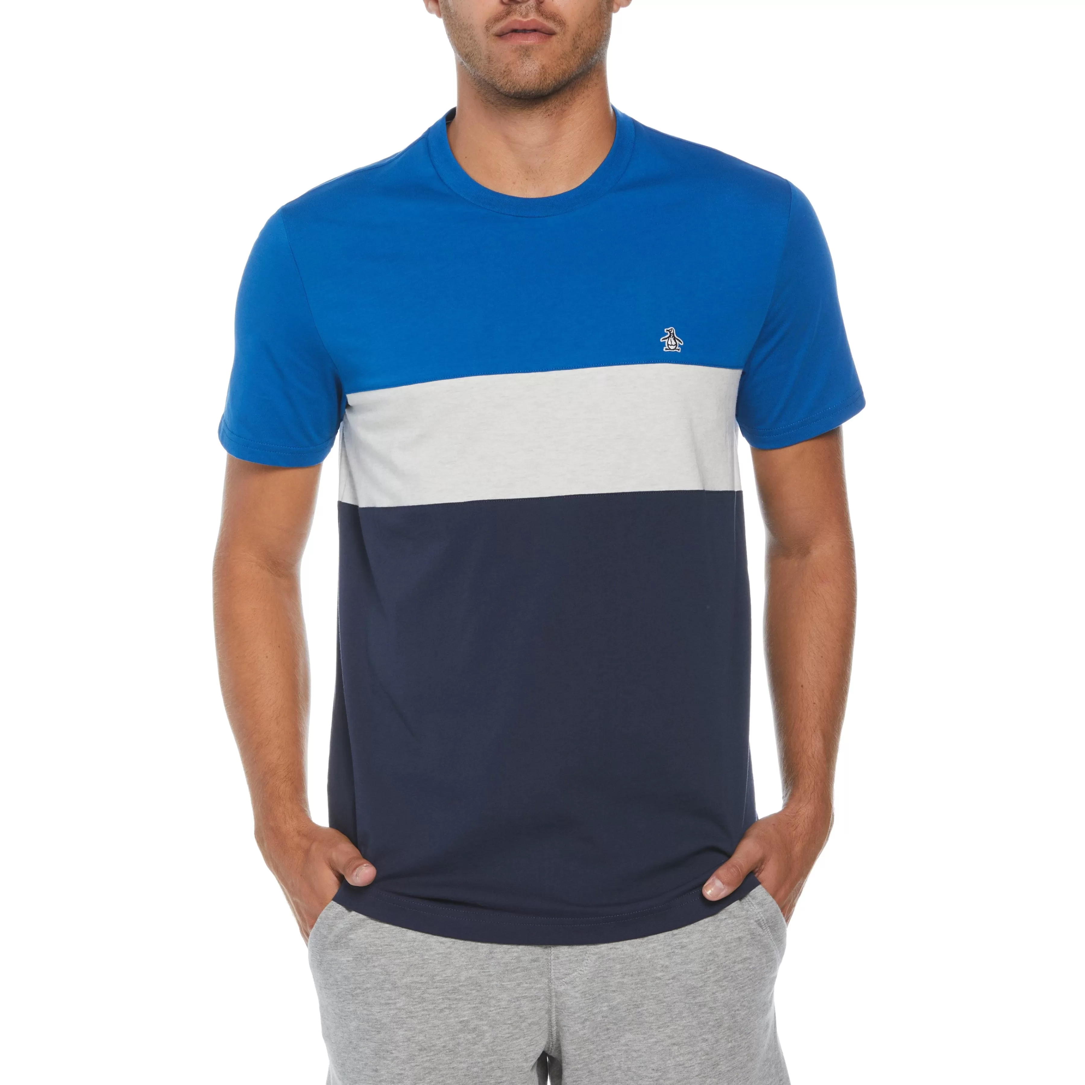New Heathered Color Block Fashion Tee Men Tees