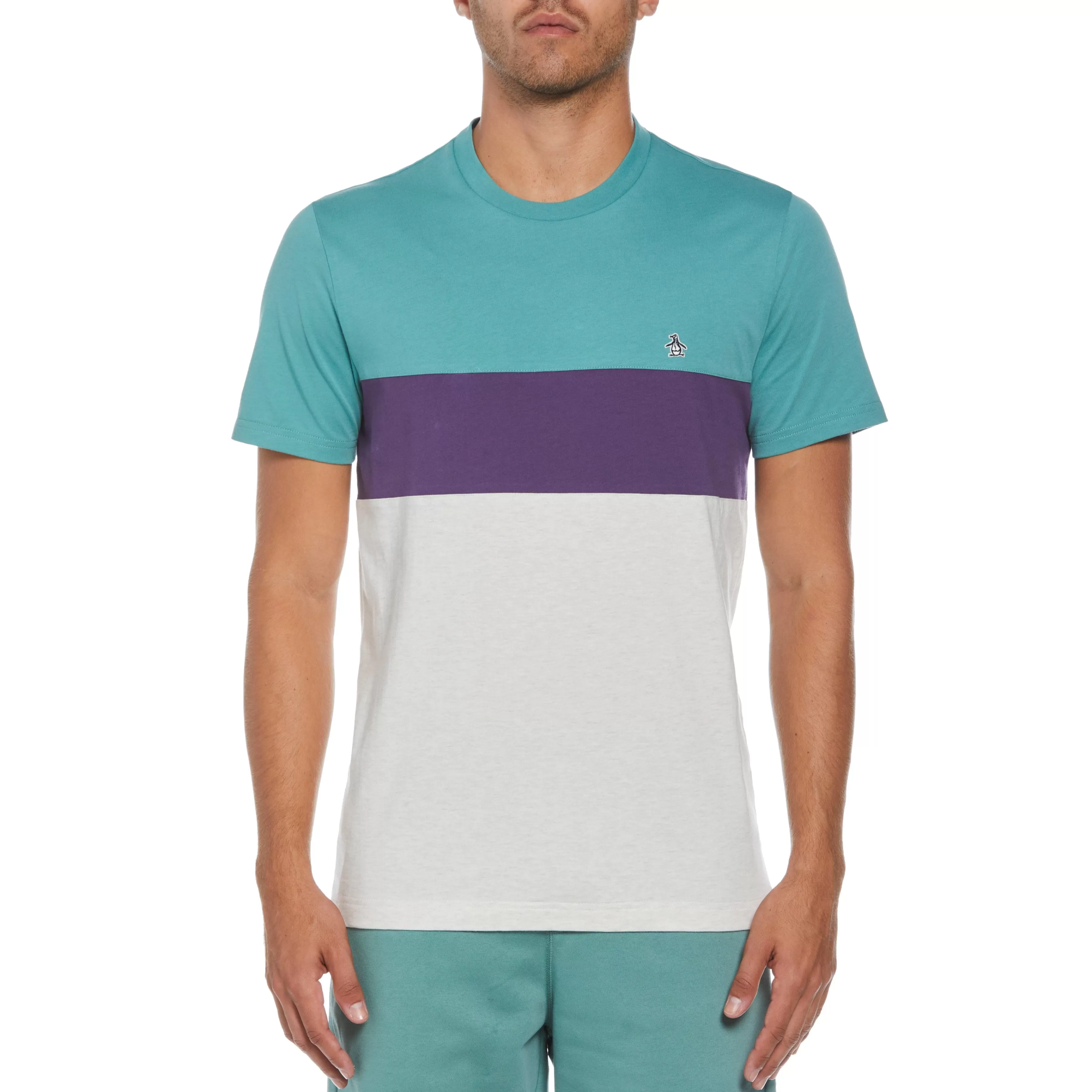 New Heathered Color Block Fashion Tee Men Tees