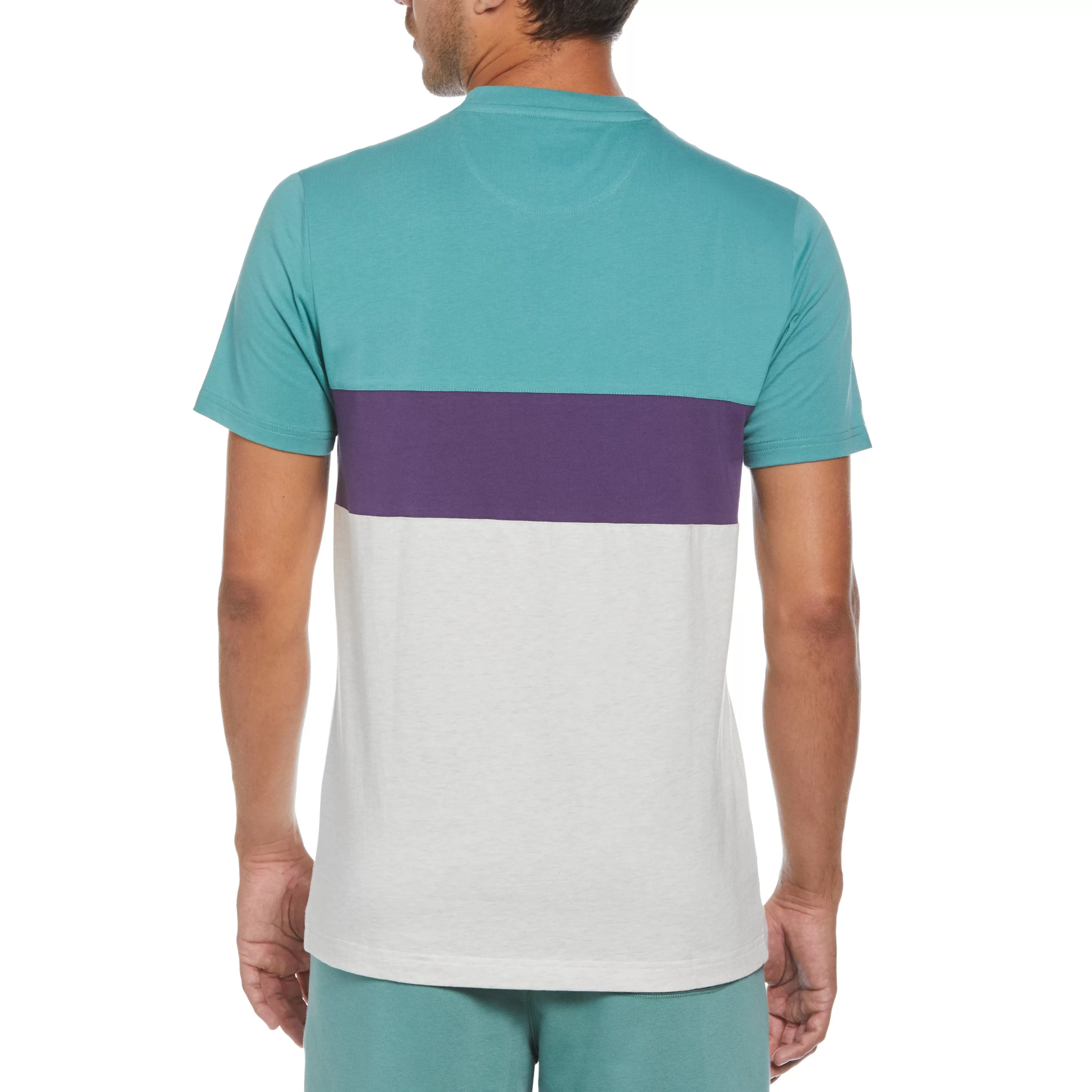 New Heathered Color Block Fashion Tee Men Tees