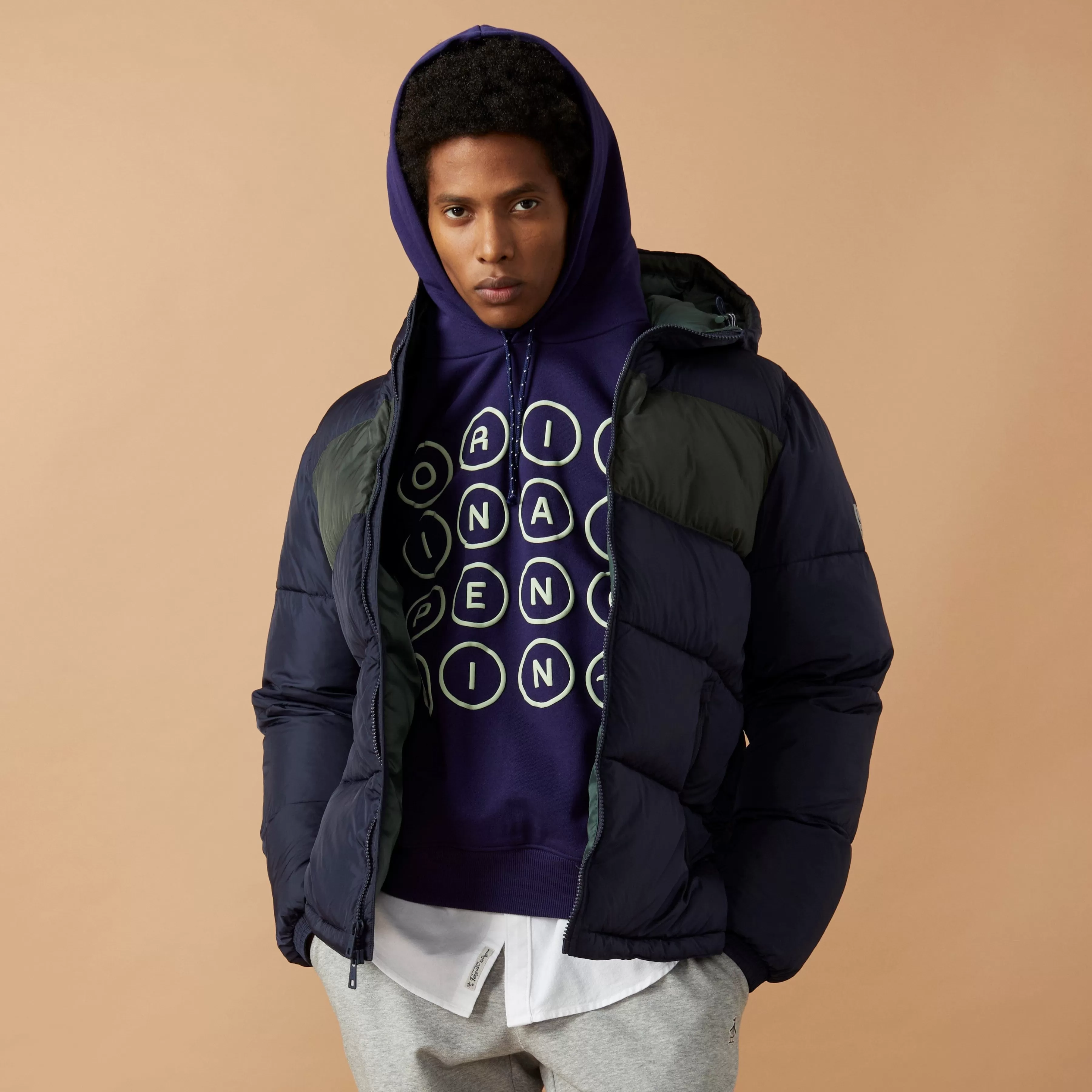 Fashion Heavyweight Color Block Hooded Puffer Jacket Men Jackets & Vests