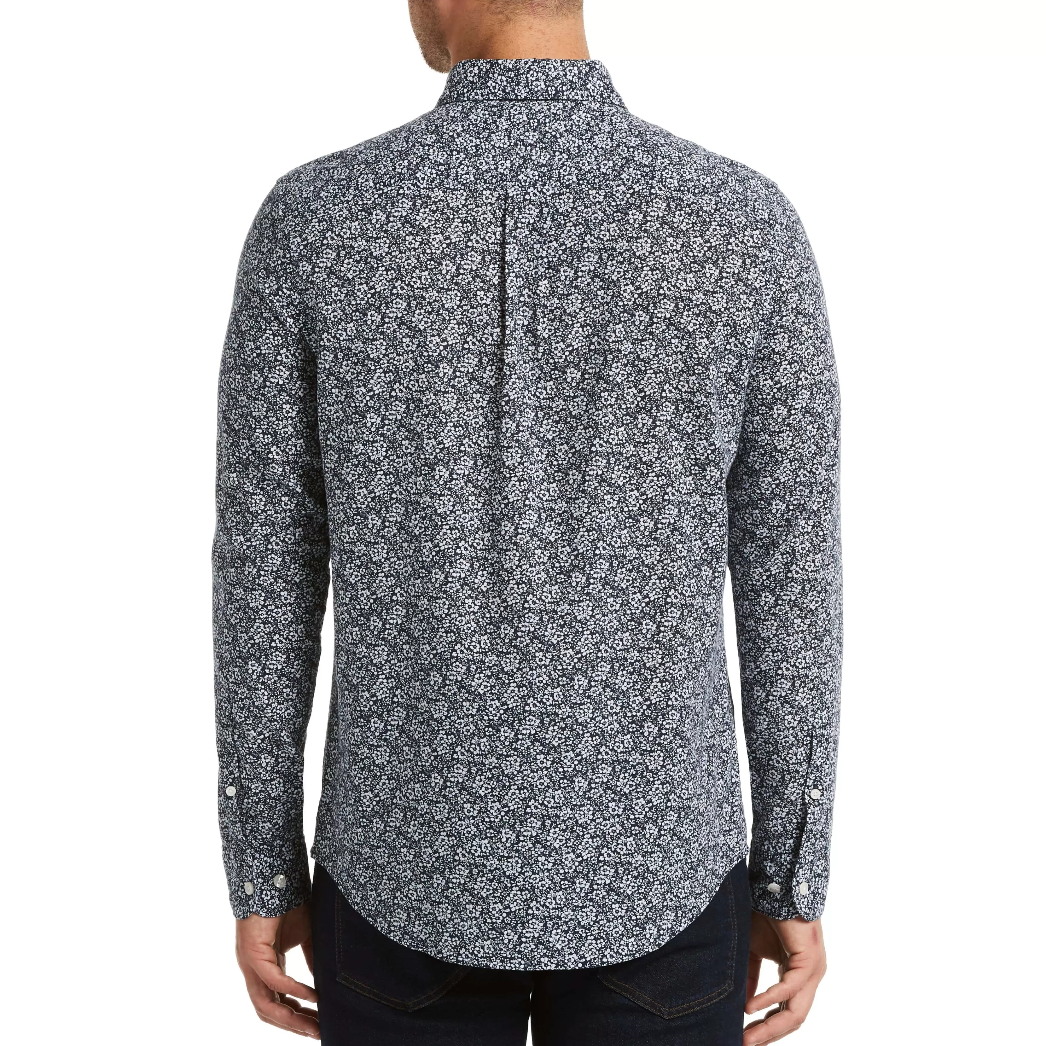 Online Linen Blend Ditsy Floral Print Shirt Men Shirts