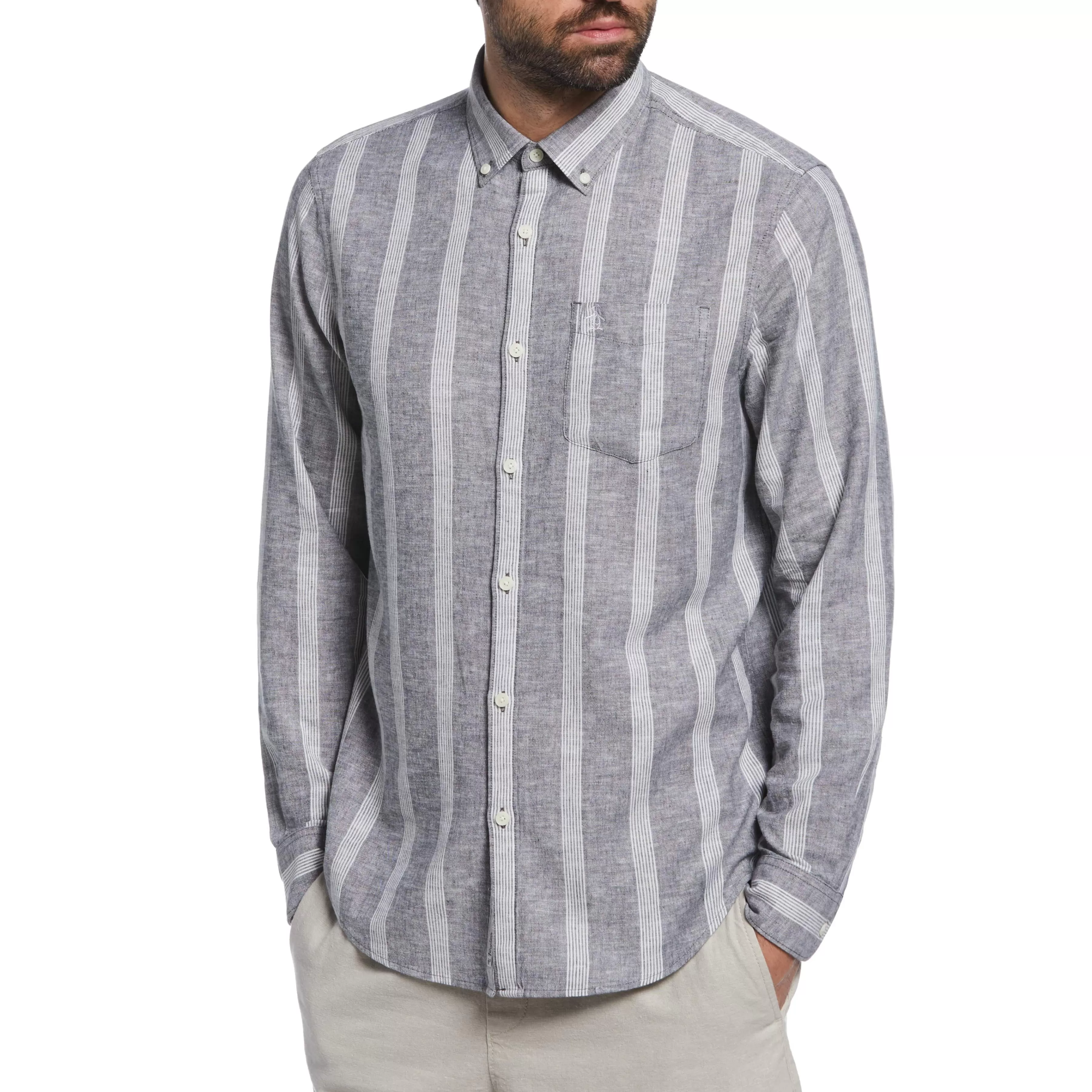 Hot Linen Ecovero™ Blend Stripe Shirt Men Shirts