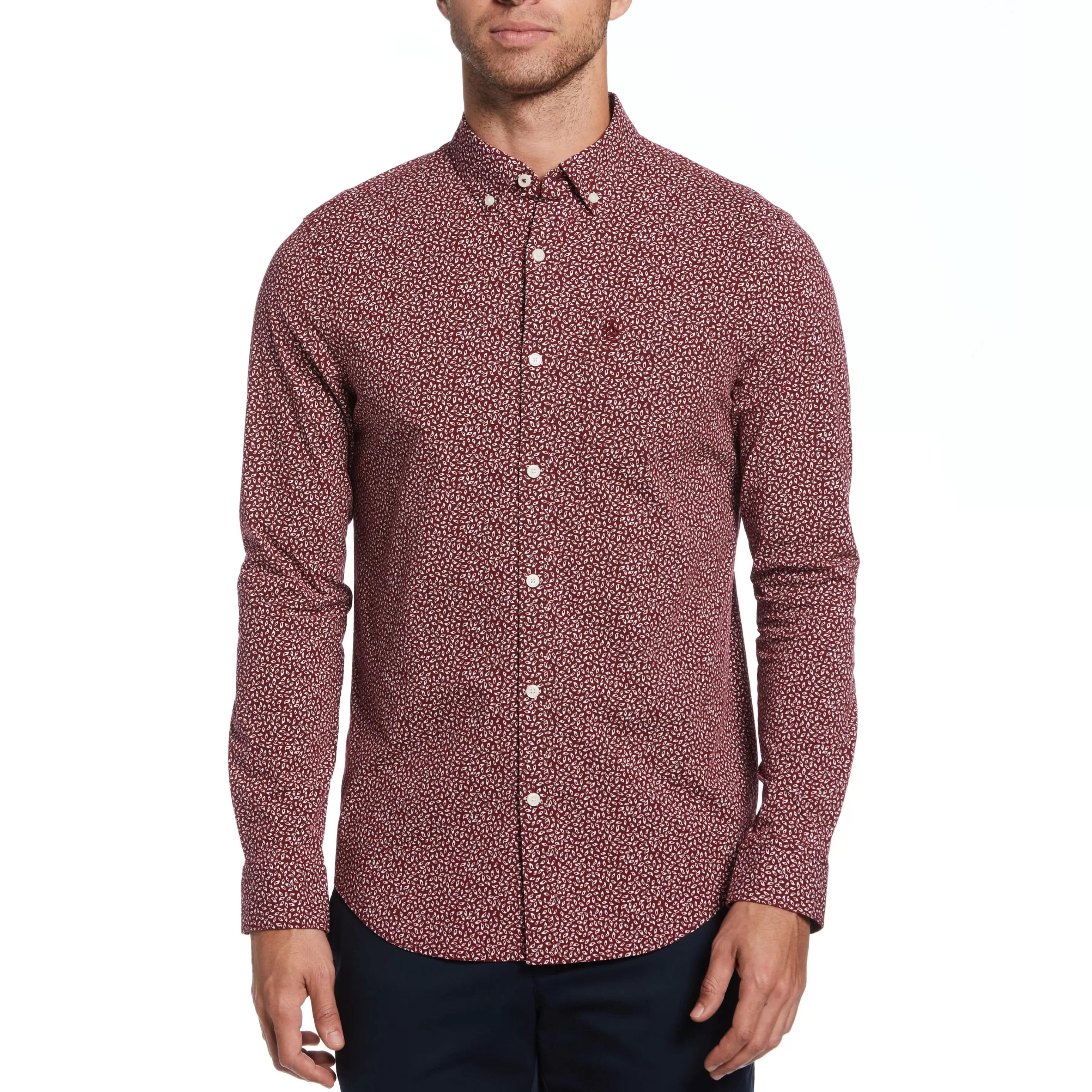 Online Micro Print Button Down Men Shirts