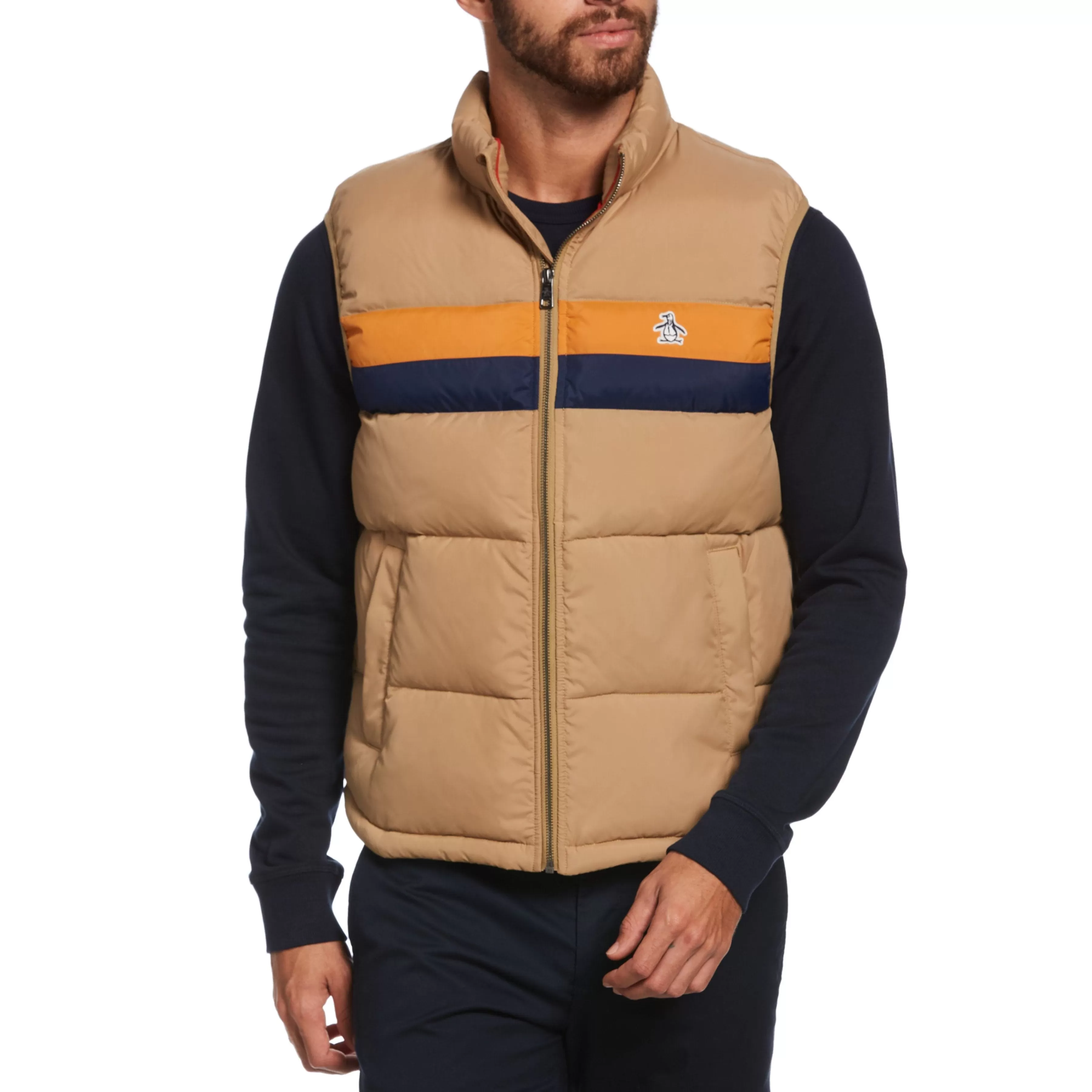 Hot Multi-Color Chest Stripe Channeled Vest Men Jackets & Vests