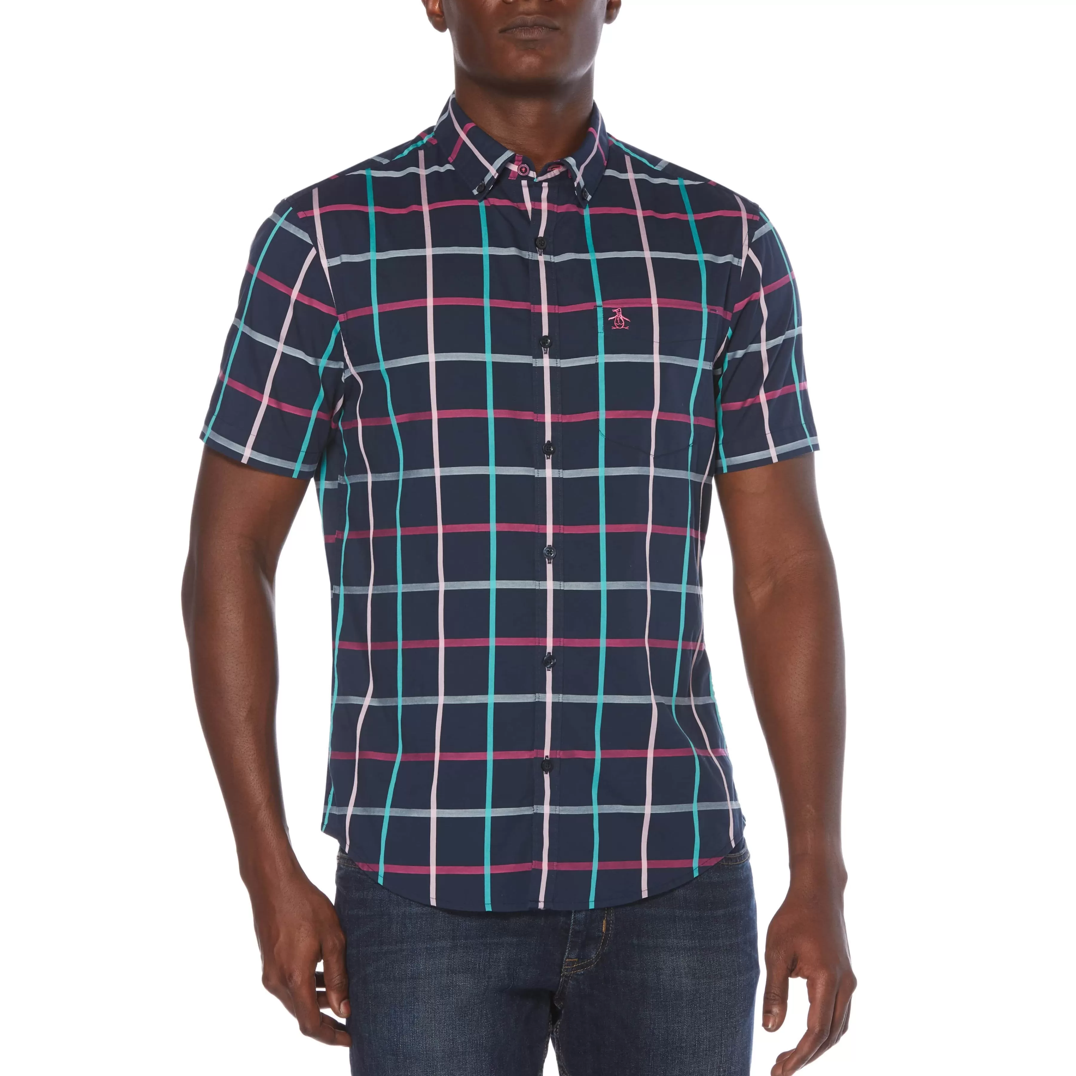 Hot Multi-Color Dobby Window Pane Shirt Men Shirts