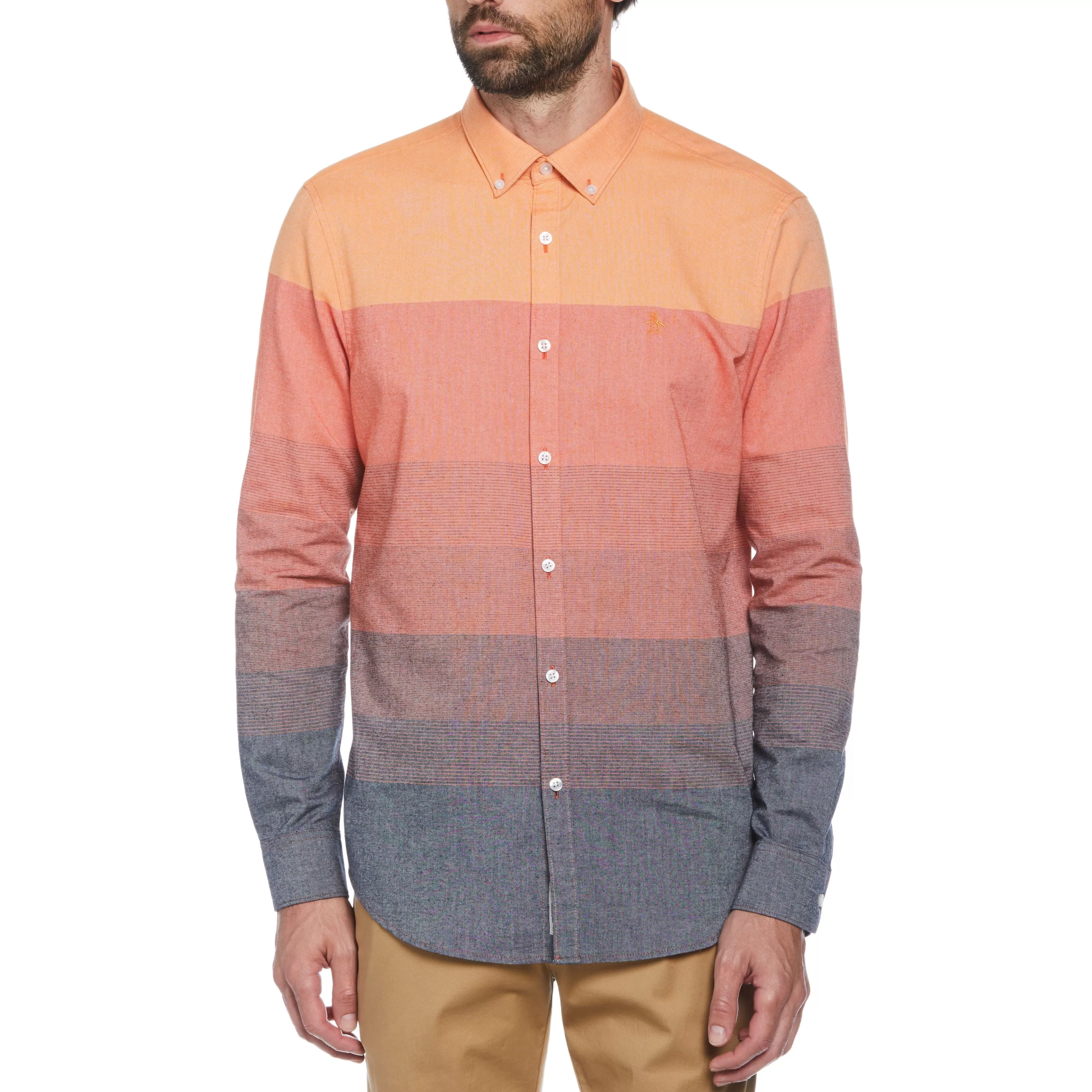 Hot Ombre Color Block Shirt Men Shirts