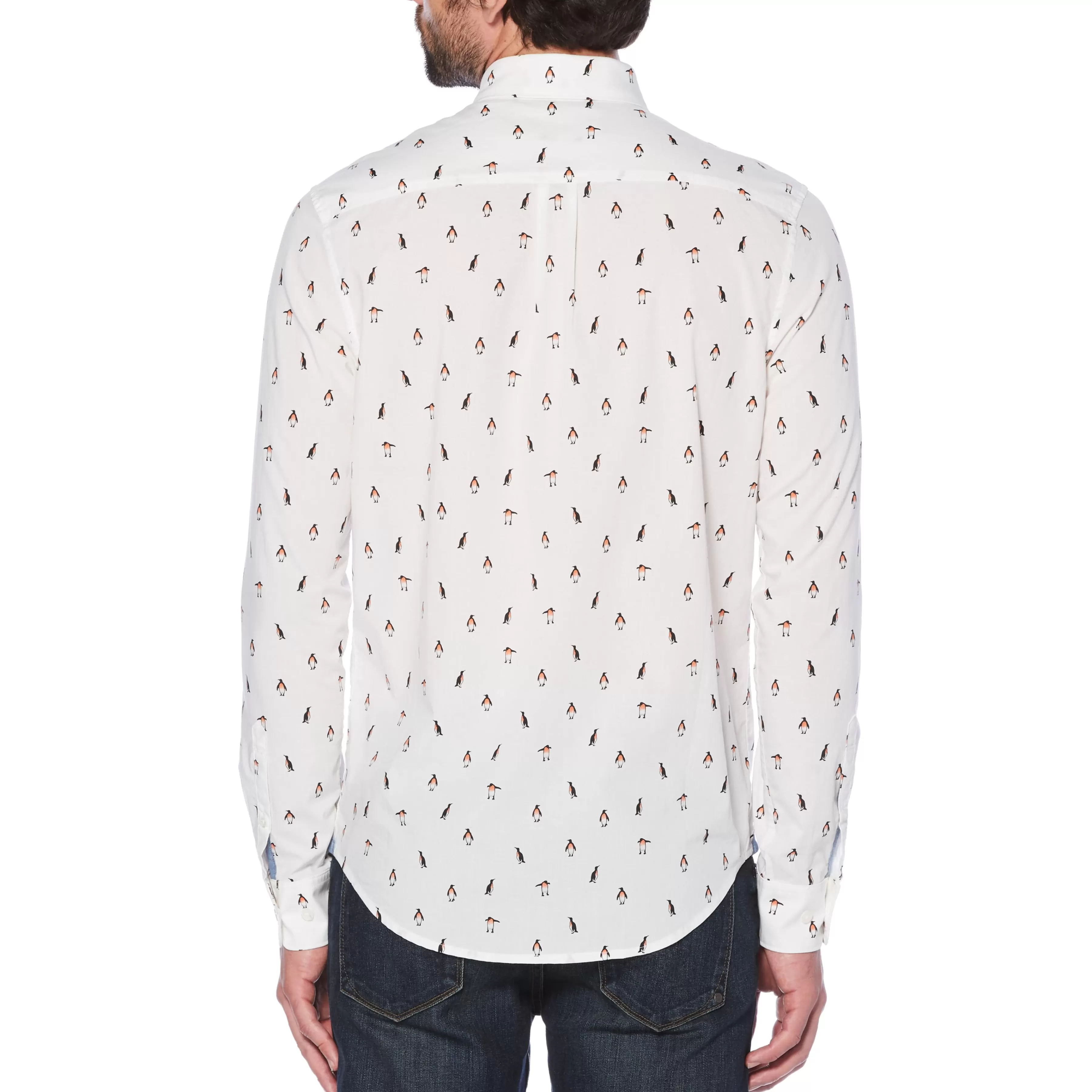 Online Penguin Print Poplin Shirt Men Shirts