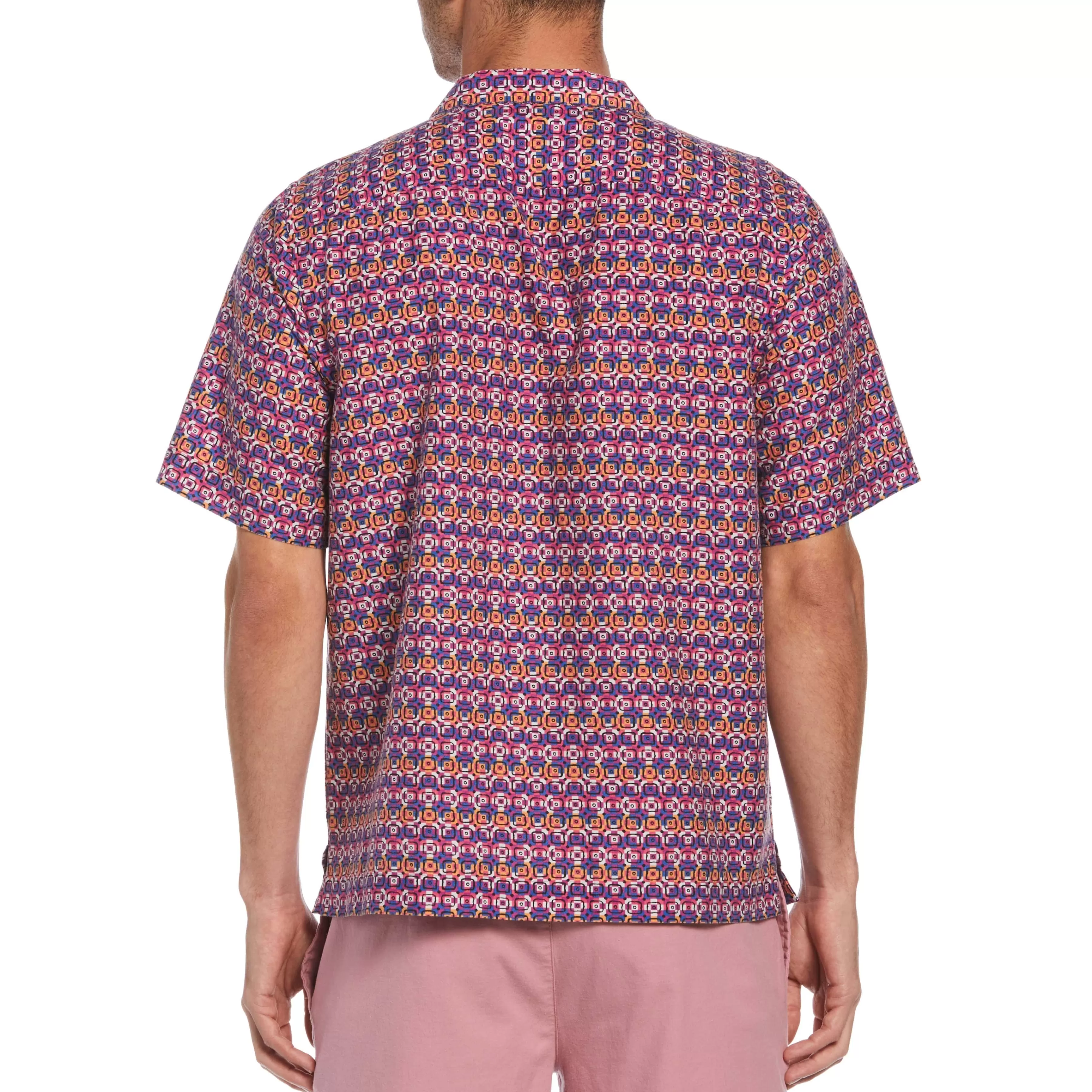 Hot Pink Geo Print Shirt Men Shirts