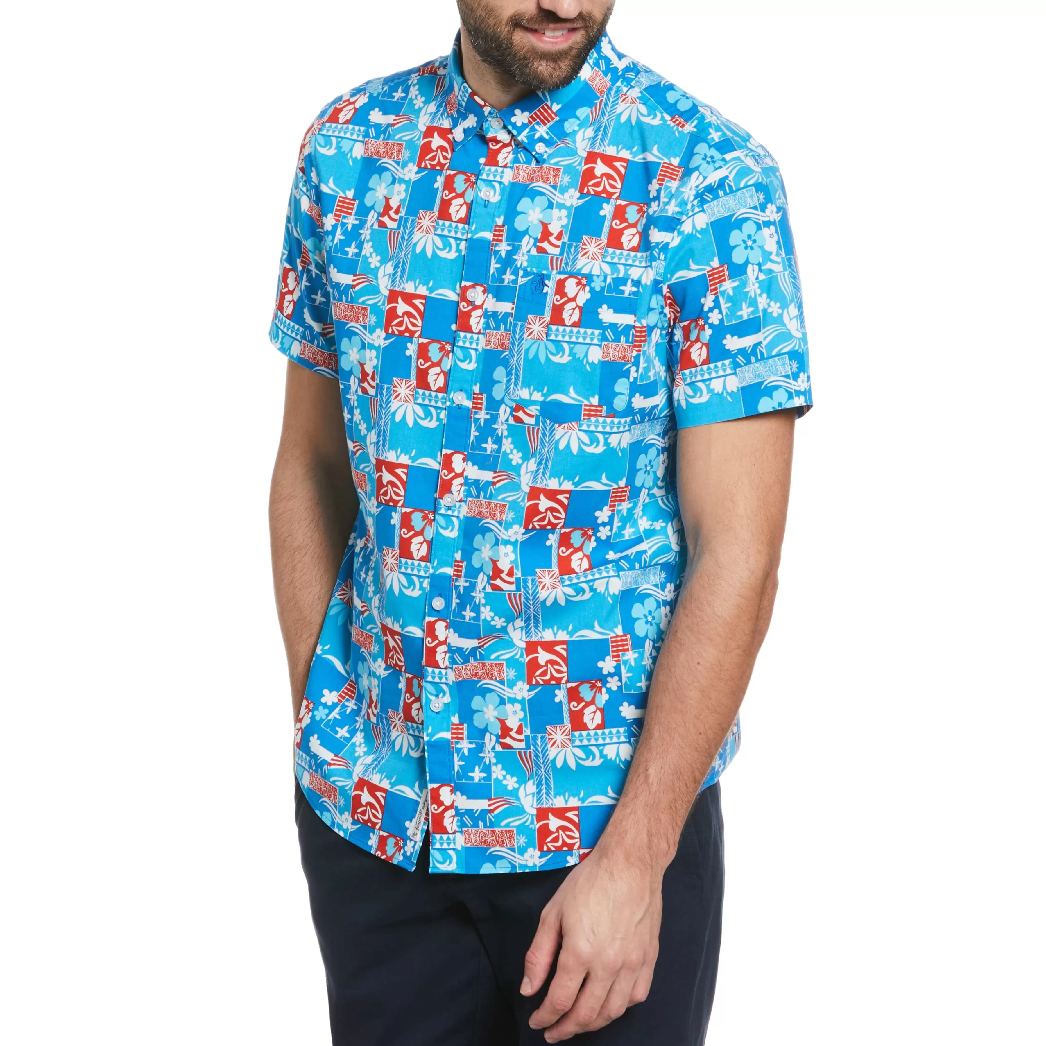 Best Sale Poplin Tropical Collage Print Shirt Men Shirts