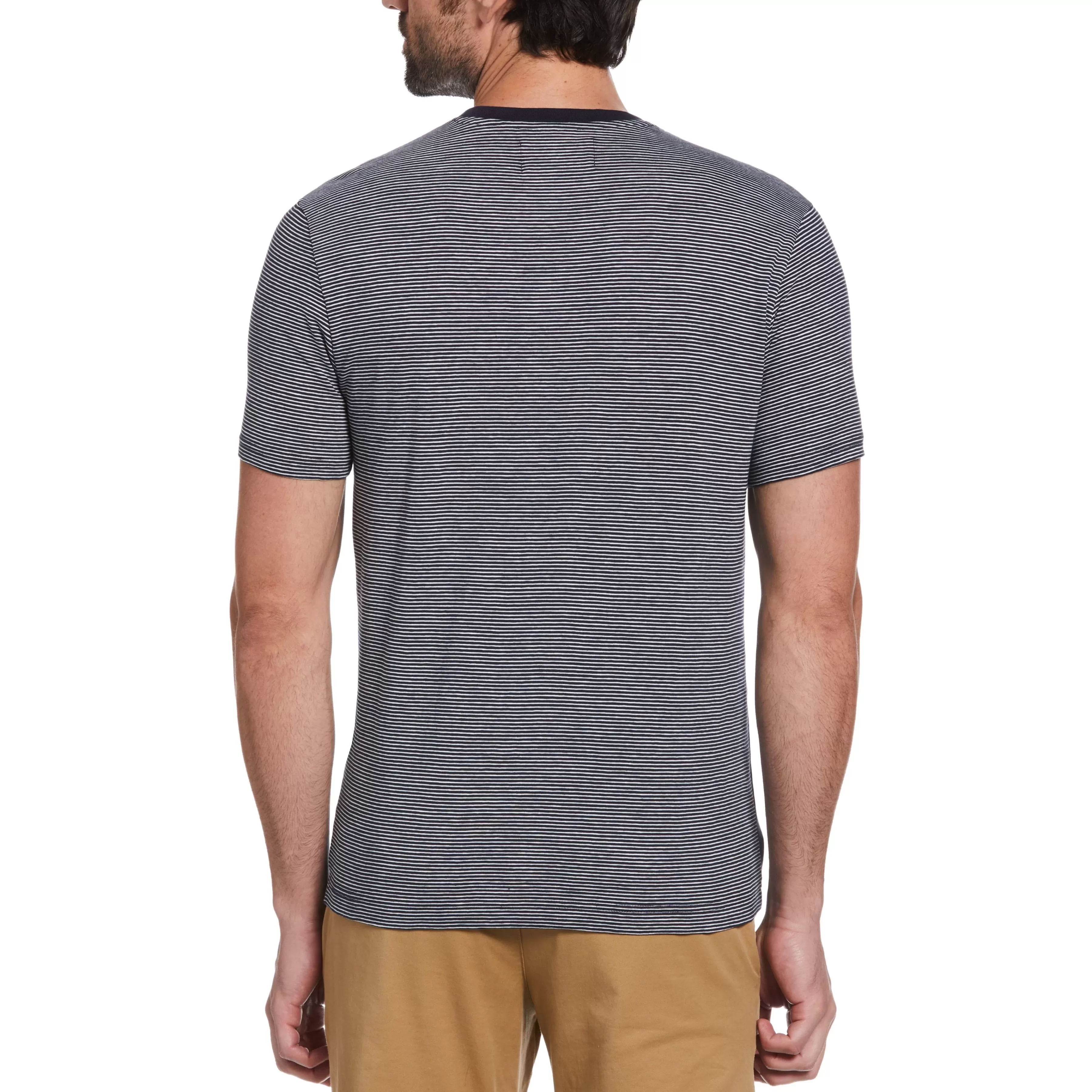 Hot Striped Color Block Pocket Tee Men Tees