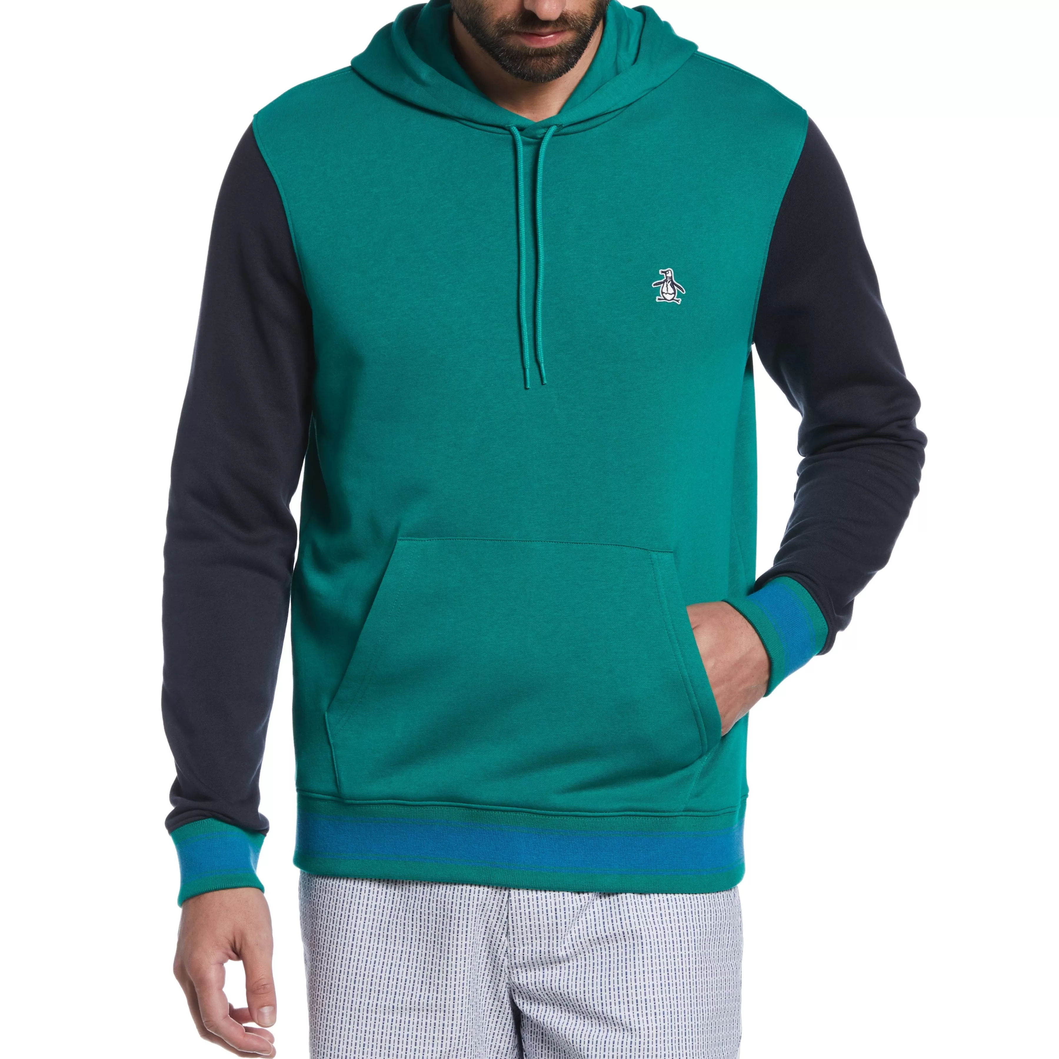 Best Tipped Color Block Fleece Hoodie Men Hoodies & Sweatshirts