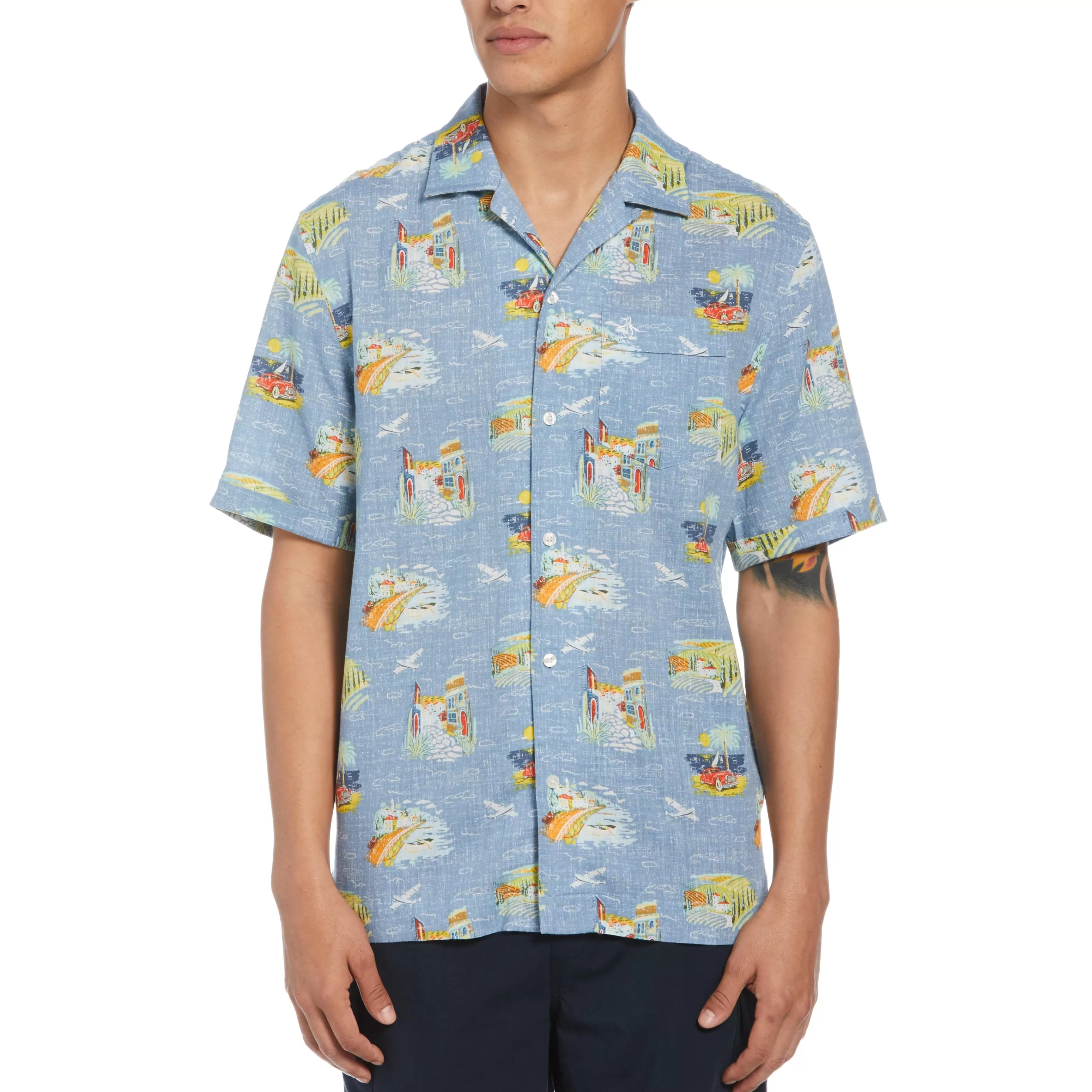 New Vacay Print Camp Collar Shirt Men Shirts
