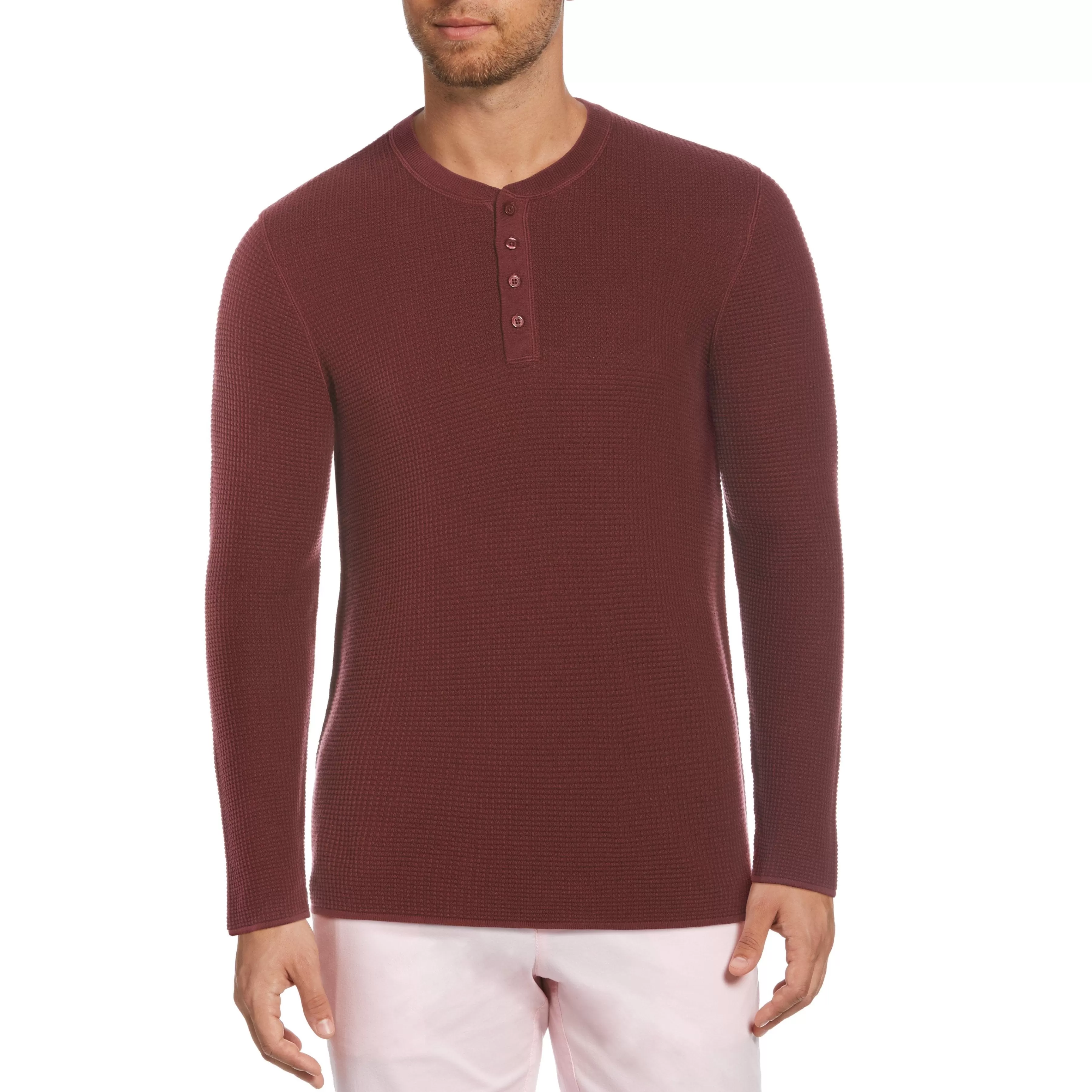 Shop Waffle Knit Henley Men Tees